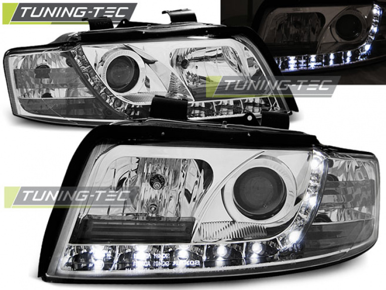LED Tagfahrlicht Design Scheinwerfer für Audi A4 B6 00-04 chrom